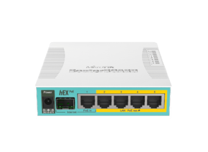 MikroTik hEX PoE front top angle