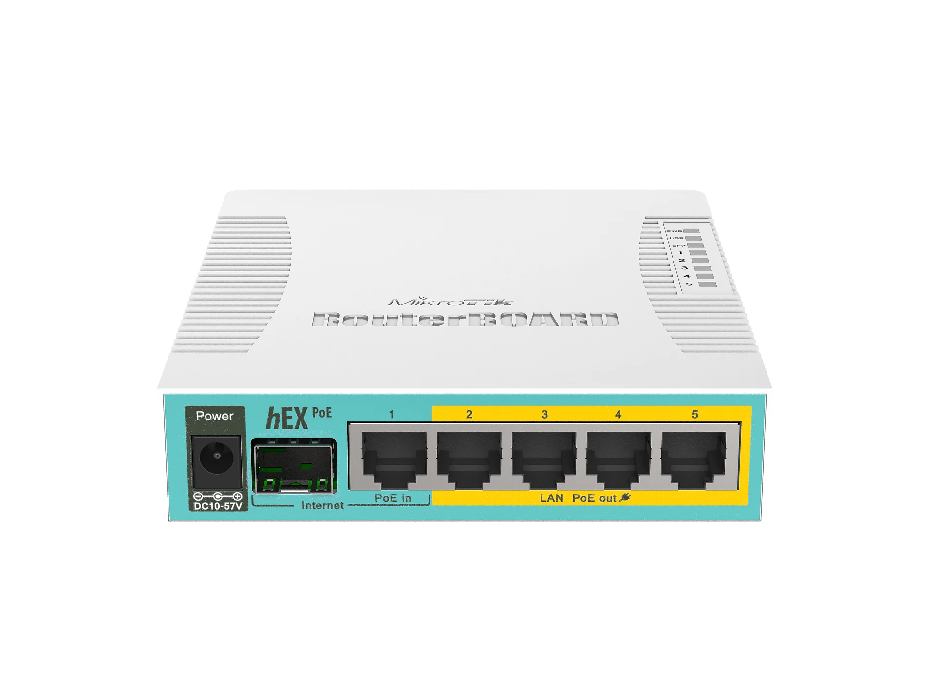 MikroTik hEX PoE front top angle